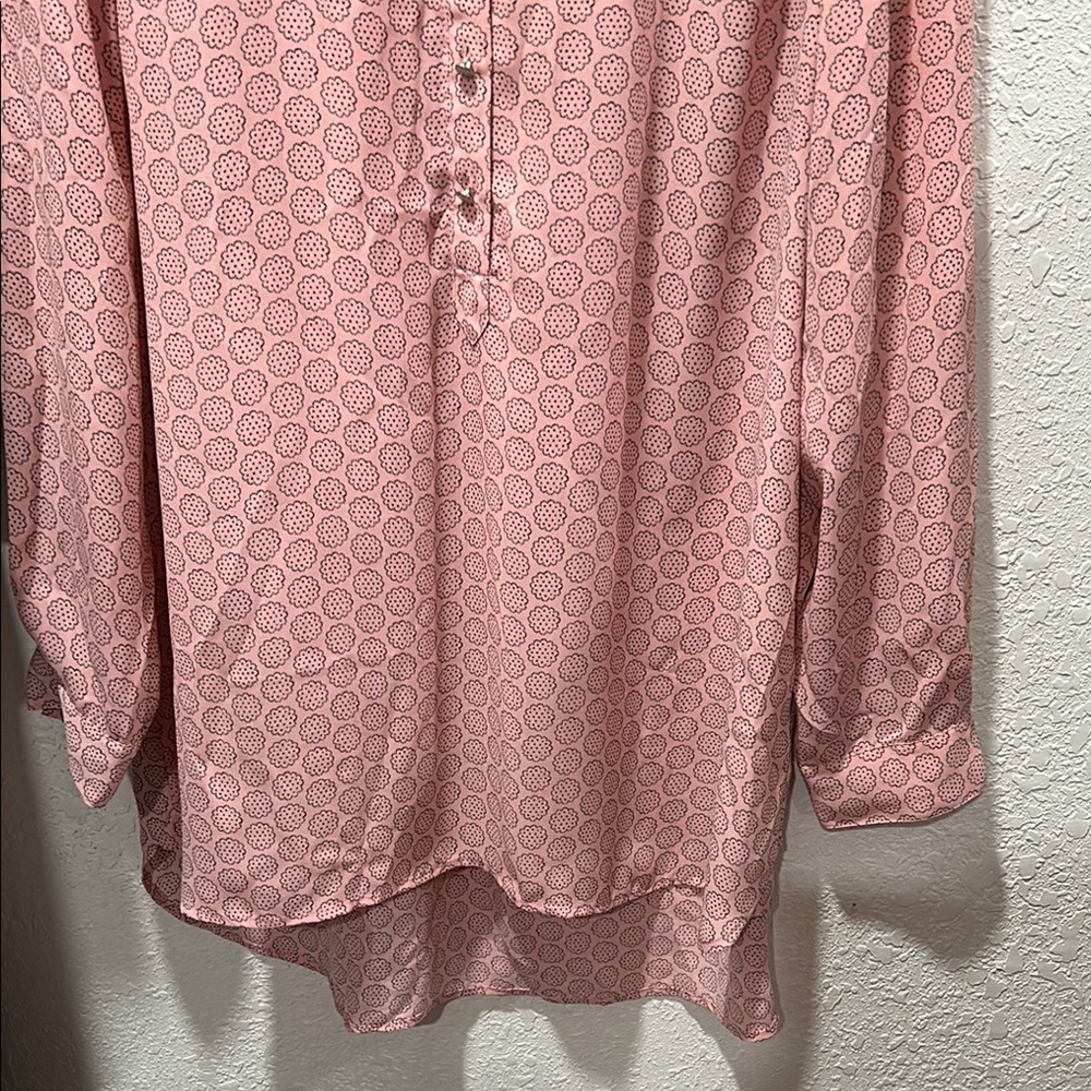 Cece Pink Patterned Button-Up Blouse Size Xl Guc - image 4